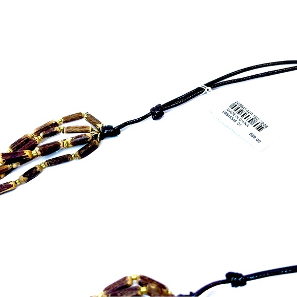 JJill Wooden Bead Multi Strand Gold Medallion Necklace - Picture 4 of 7